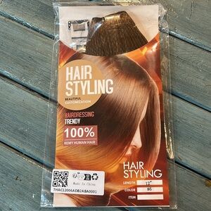 NWOT Hair Extensions 100% Remy Human Hair 12”, Color #6, Brown